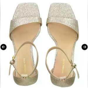 Michael Kors Glitter Leather‎ Pale Gold Heels Size 8.5 NEW